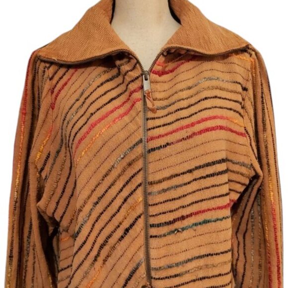 SOFT SURROUNDINGS Kinsale Boucle' Striped Zip Front Boho Jacket Top XL $189 - Picture 6 of 8